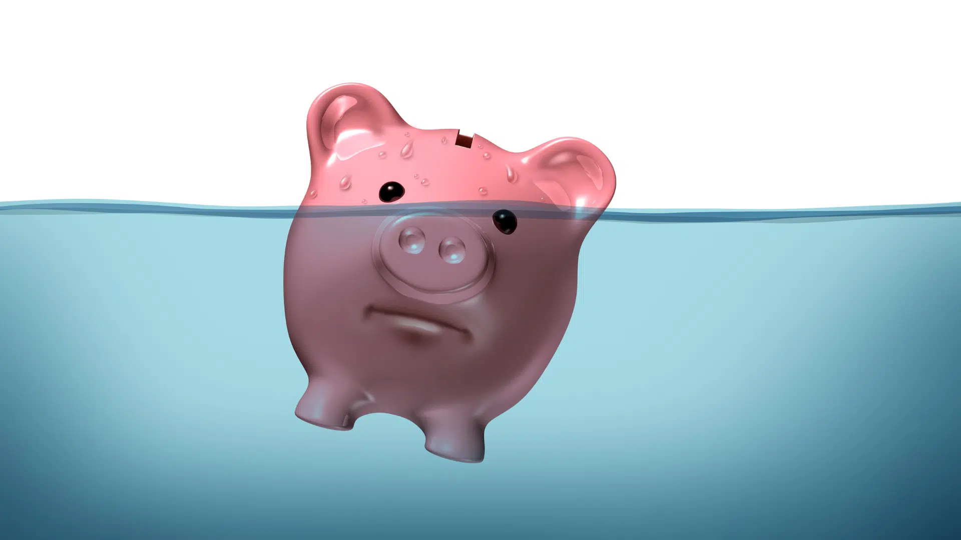 piggy bank sinking in sea