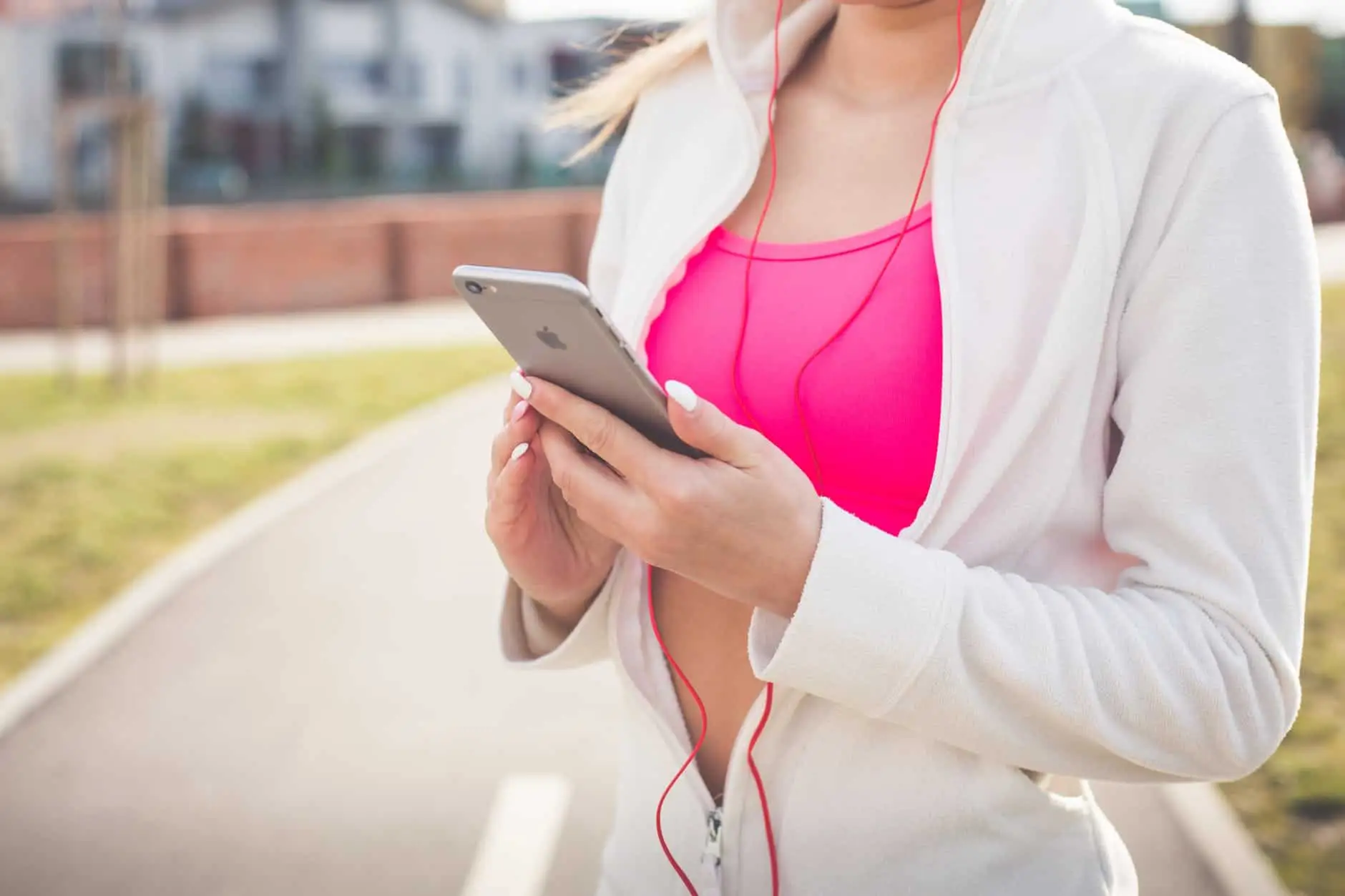 runner checking phone