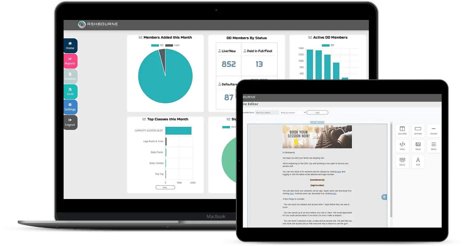 bi dashboard ashbourne membership management